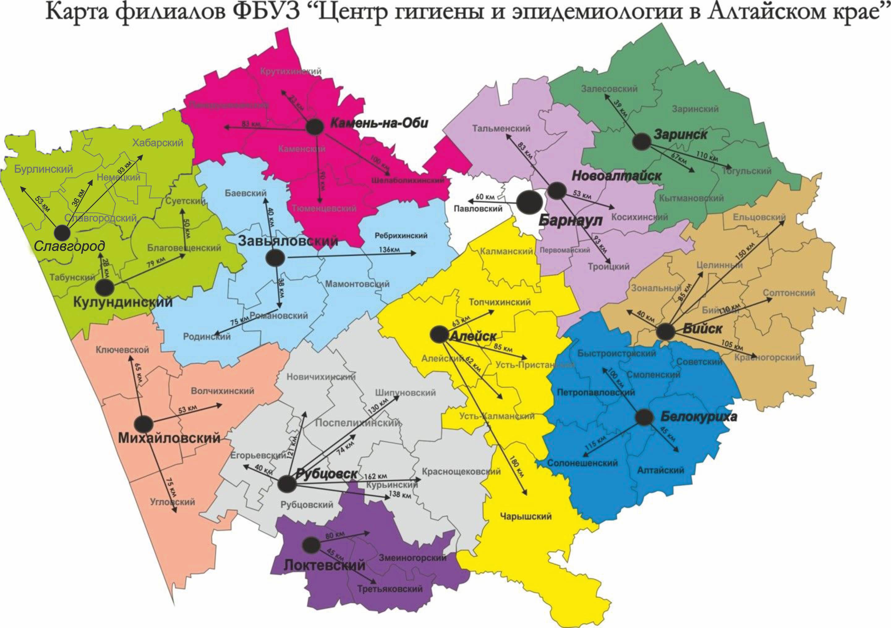 Карта филиалов в Алтайском крае